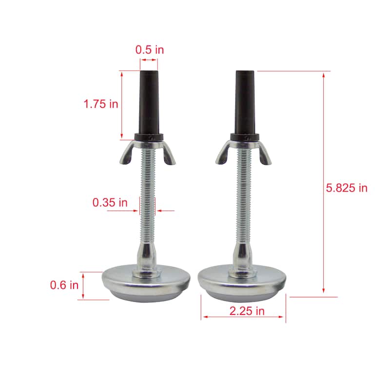 Adjustable 5.8" Threaded Bed Frame Riser Glide Legs, Set of 6 Glides